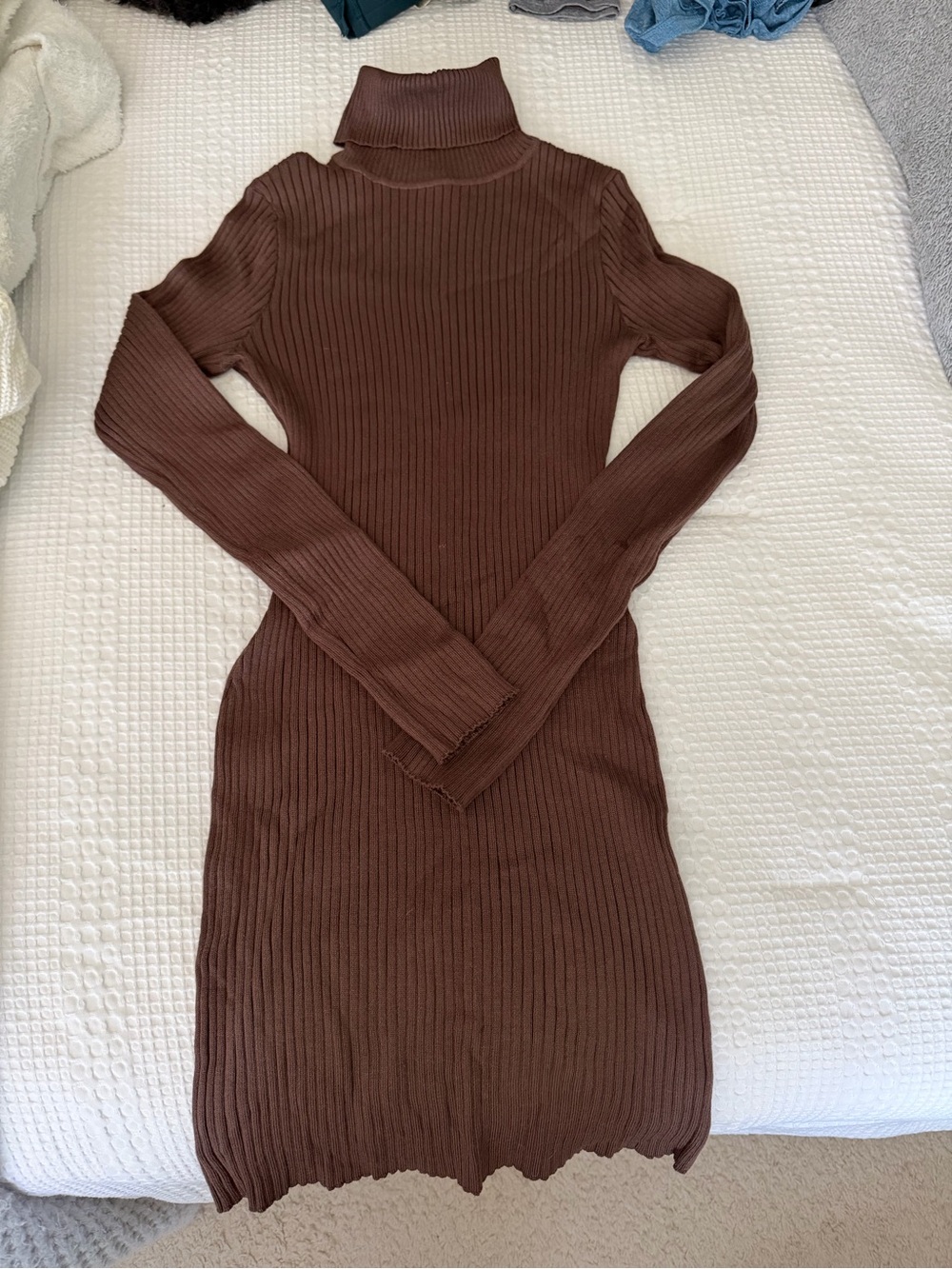 wild fable Chocolate Brown Ribbed Turtleneck Long Sleeve Dress